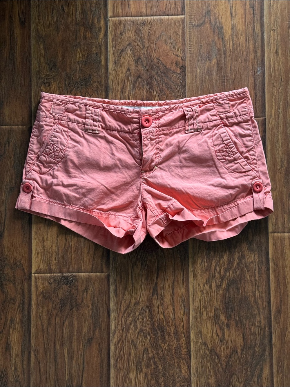 American Eagle Outfitters Coral Pink High-Waist Cotton Shorts